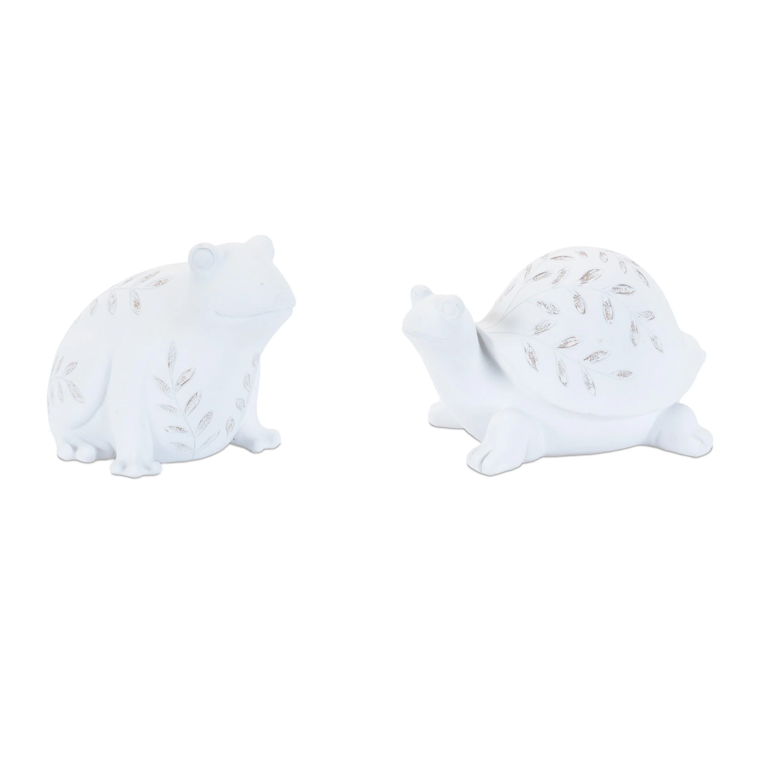 Etched Frog and Turtle Figurine Set of 2