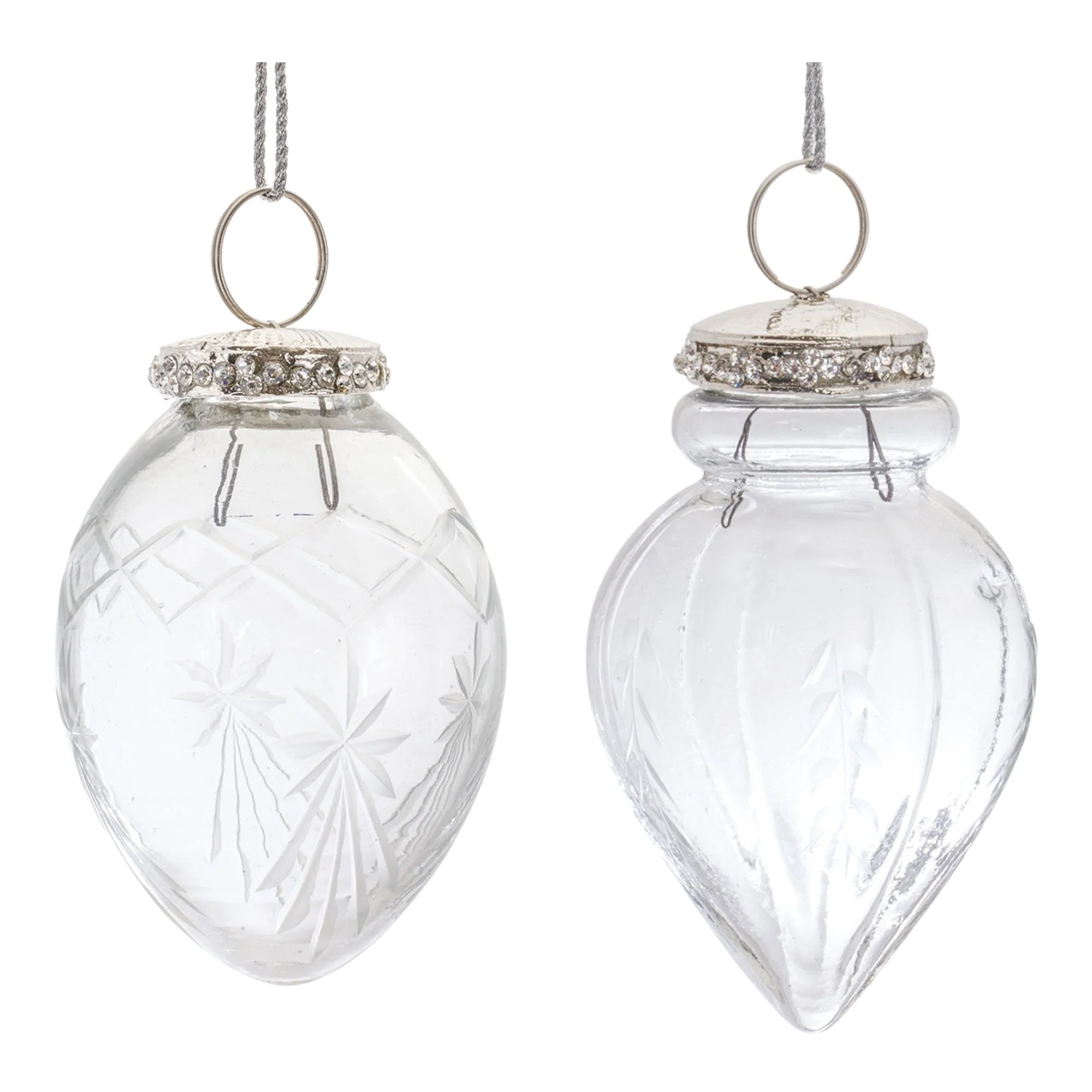 Etched Glass Teardrop Ornament (Set of 6)