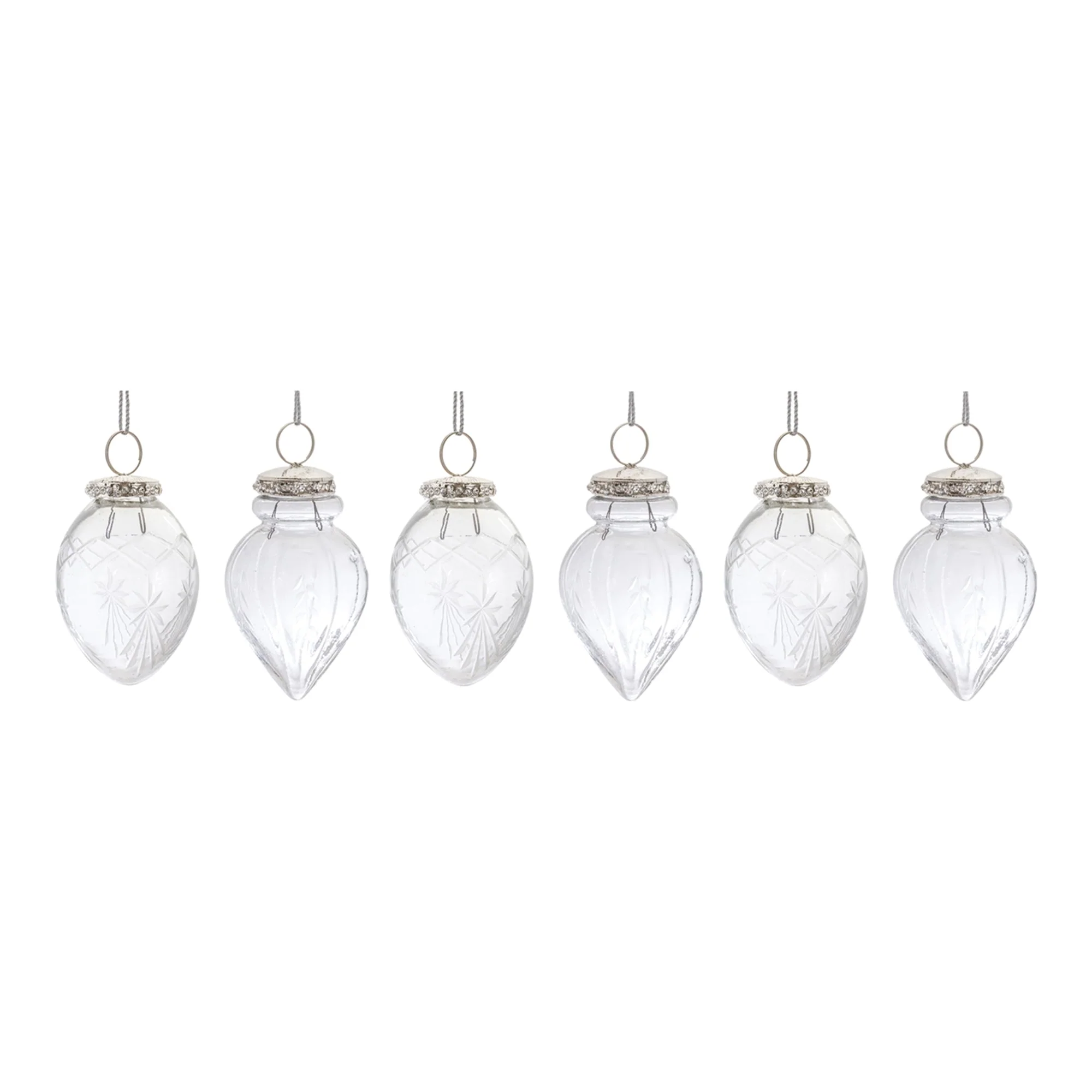 Etched Glass Teardrop Ornament (Set of 6) - Image 2