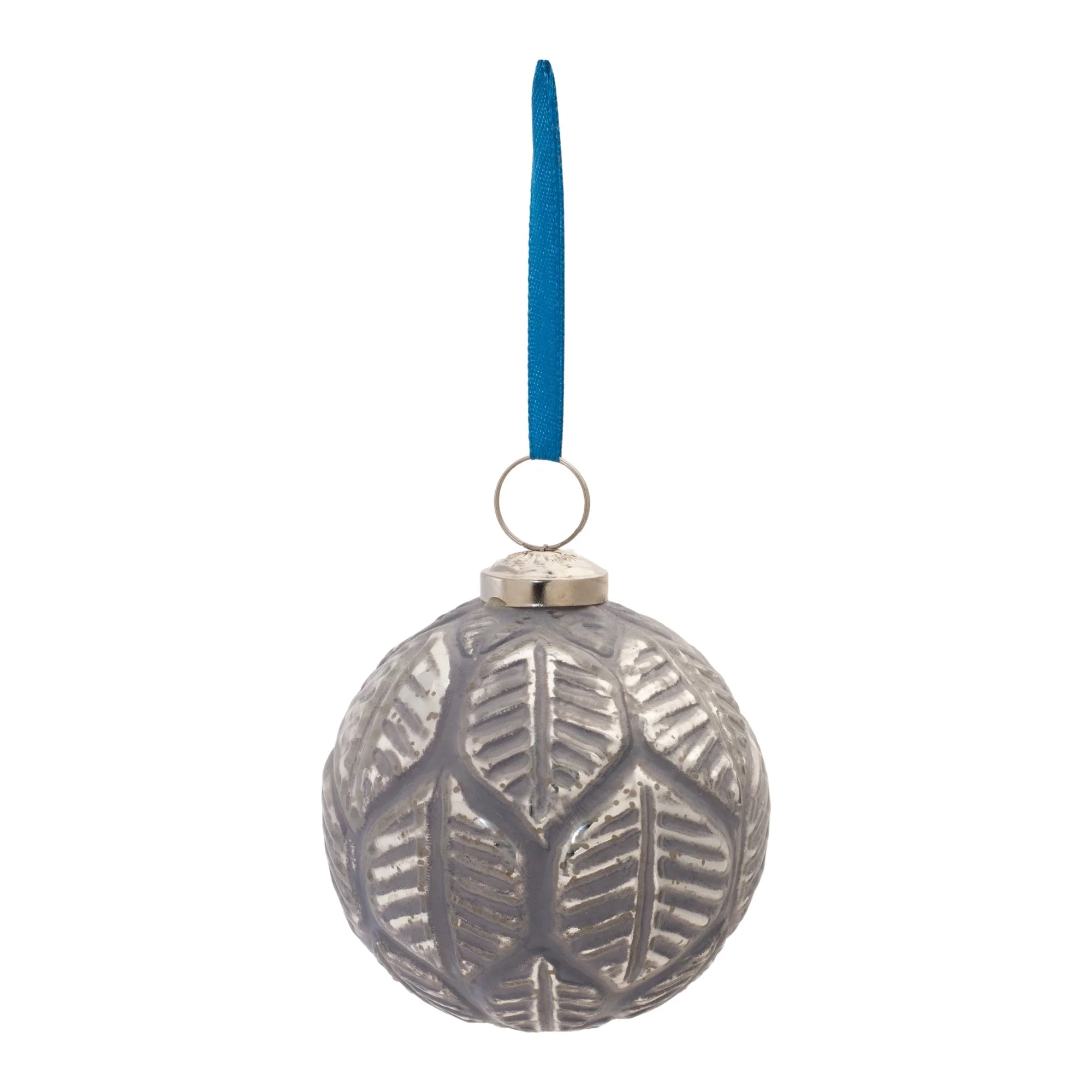 Etched Leaf Glass Ball Ornament (Set of 6) - Image 2