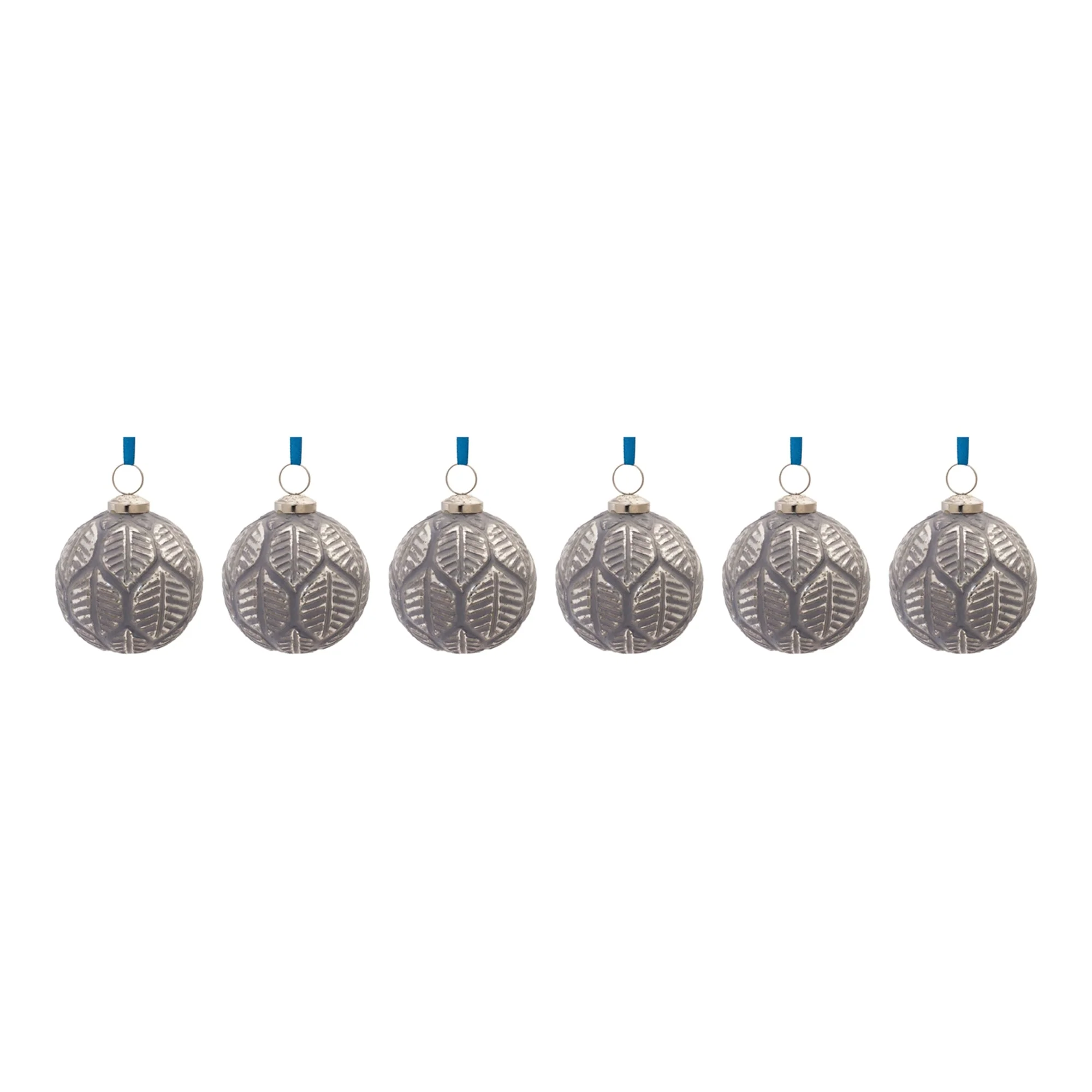 Etched Leaf Glass Ball Ornament (Set of 6) - Image 3