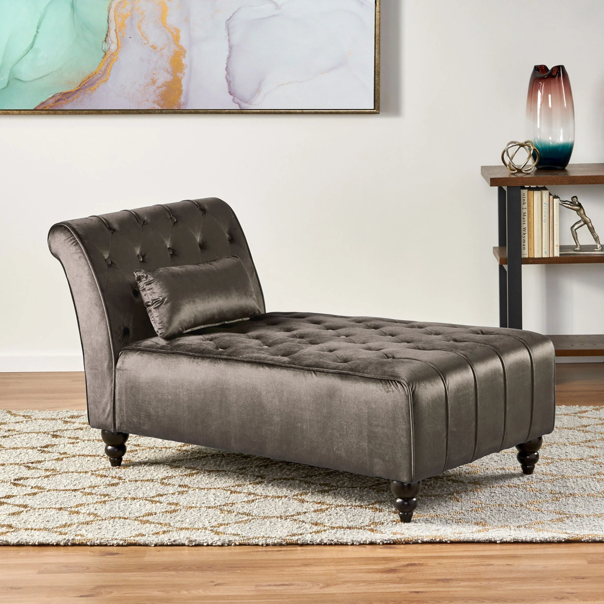 Ethereala Upholstered Chaise Lounge With Button Tufted - Image 4