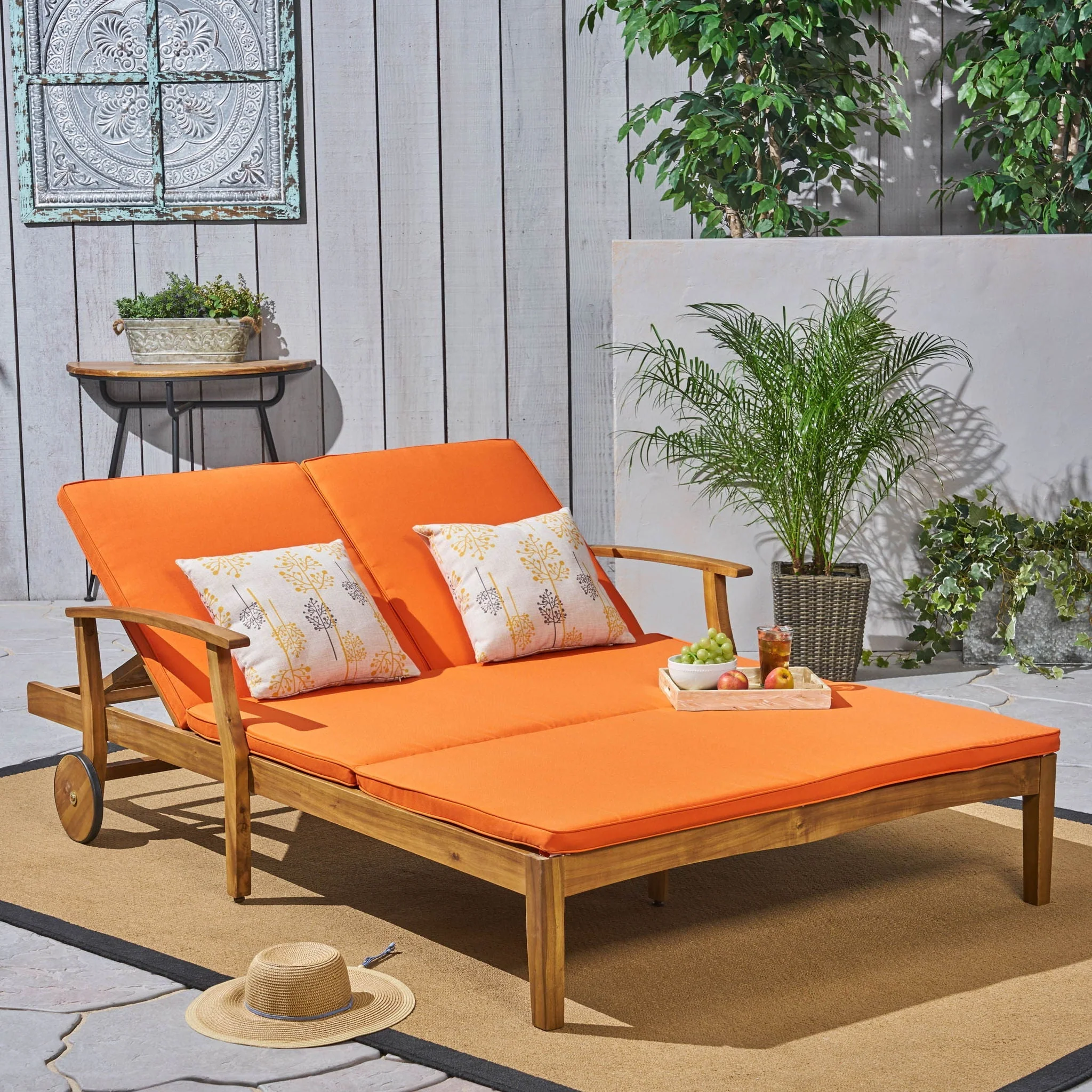 Etherealize - Outdoor Adjustable Double Chaise Lounge With Water Resistant Cushions - Image 4