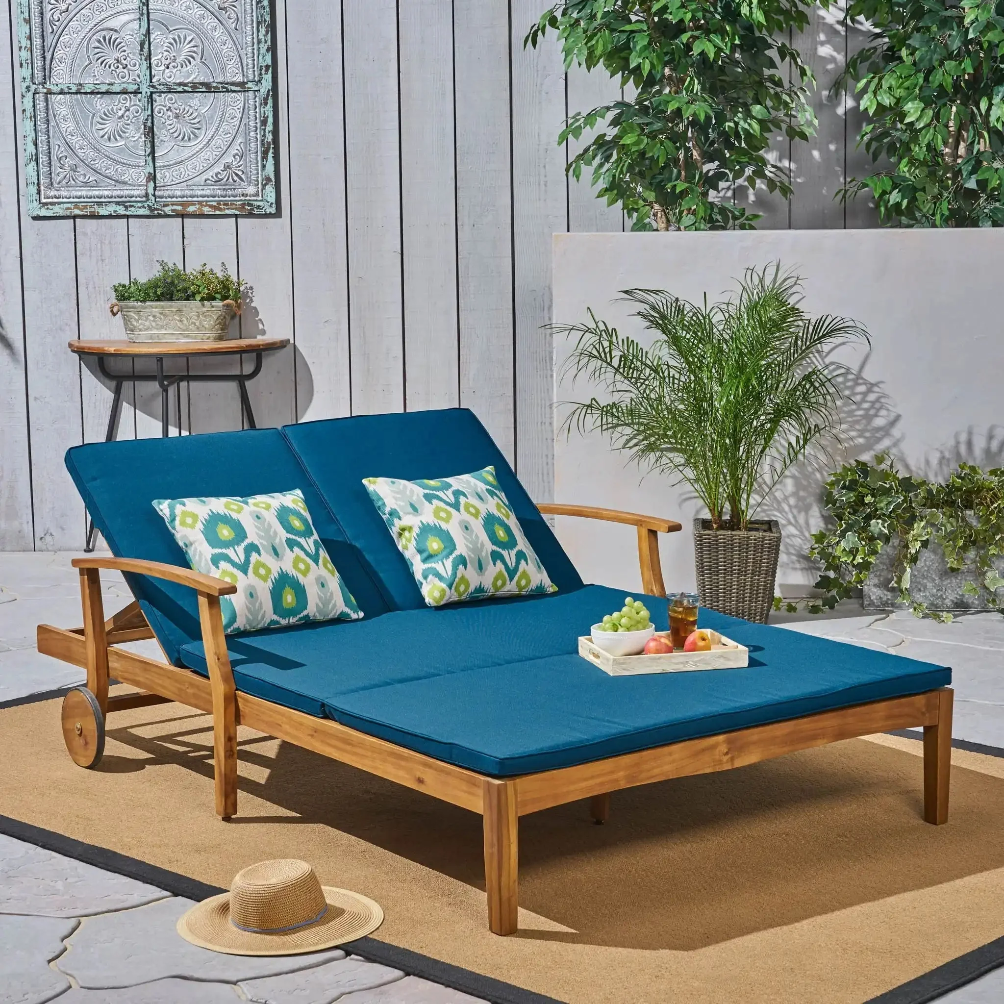 Etherealize - Outdoor Adjustable Double Chaise Lounge With Water Resistant Cushions - Image 8