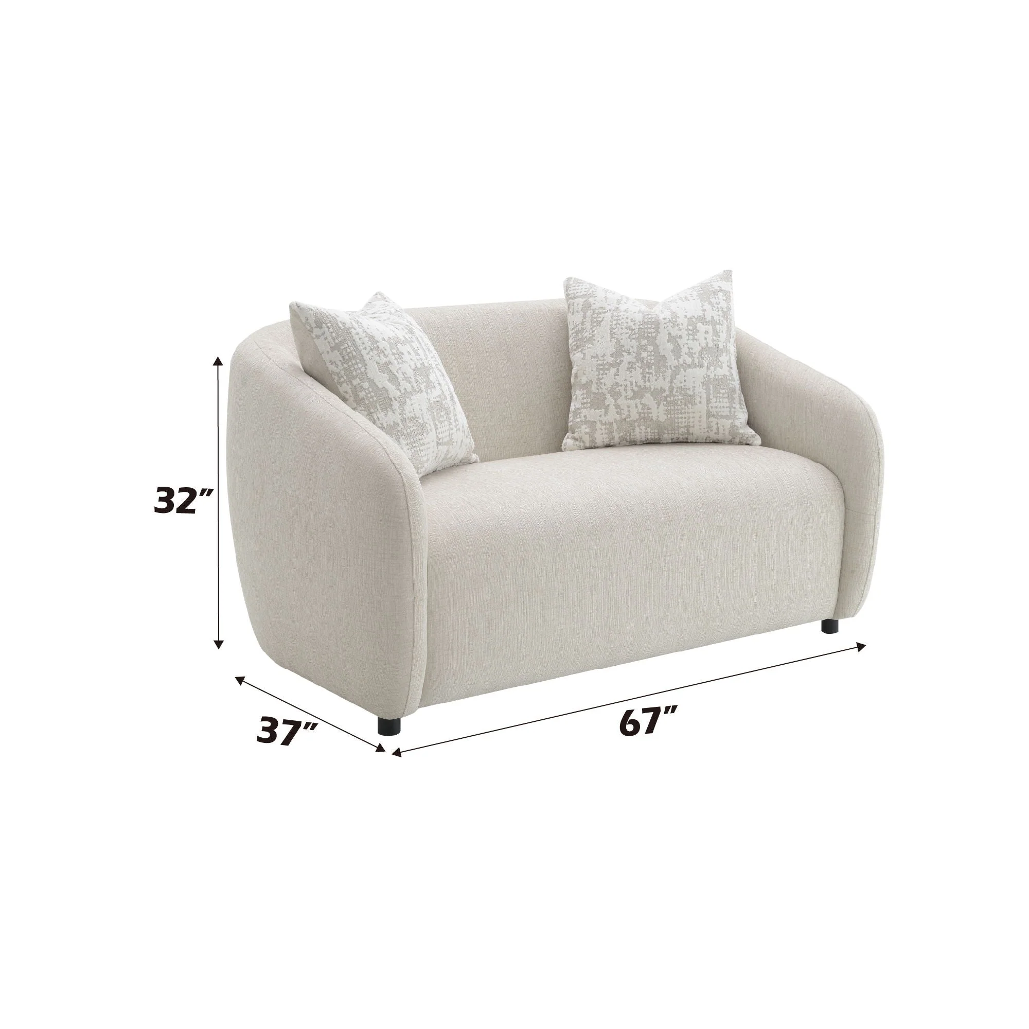 Etienne - Loveseat With 3 Pillows - Beige - Image 3