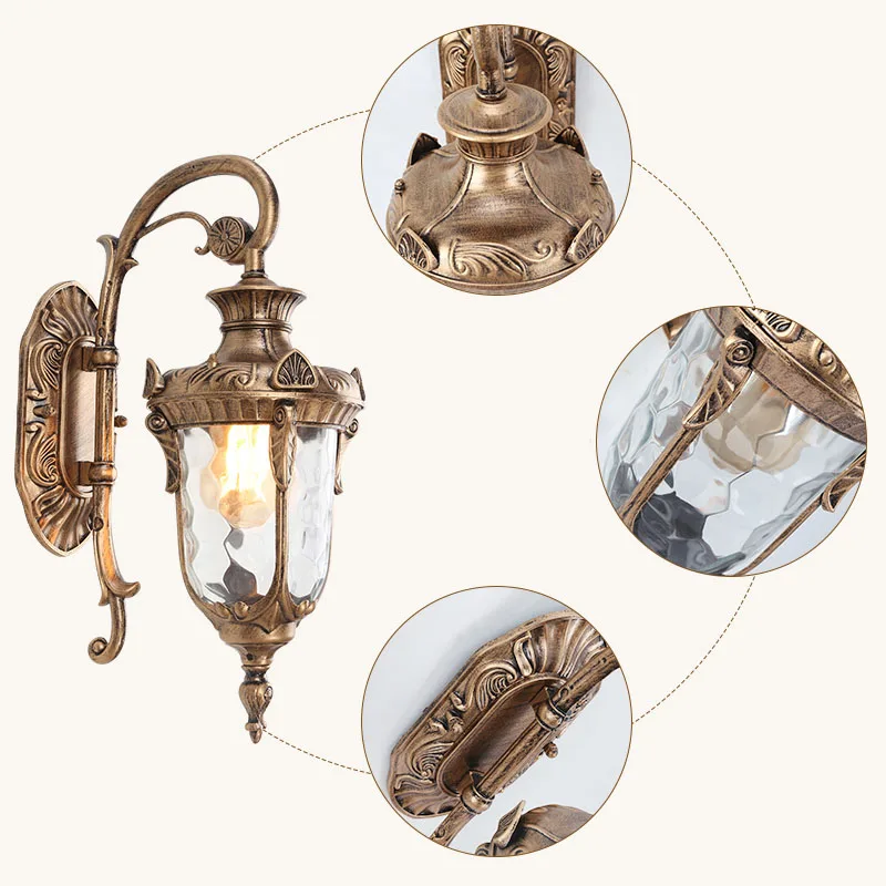 Europe Outdoor Wall Light Retro Garden Porch Lamp Waterproof E27 Balcony Fixture - Image 5