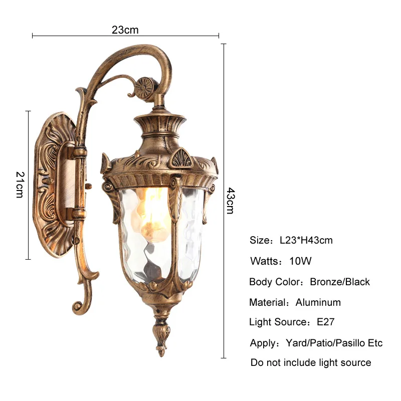 Europe Outdoor Wall Light Retro Garden Porch Lamp Waterproof E27 Balcony Fixture - Image 6
