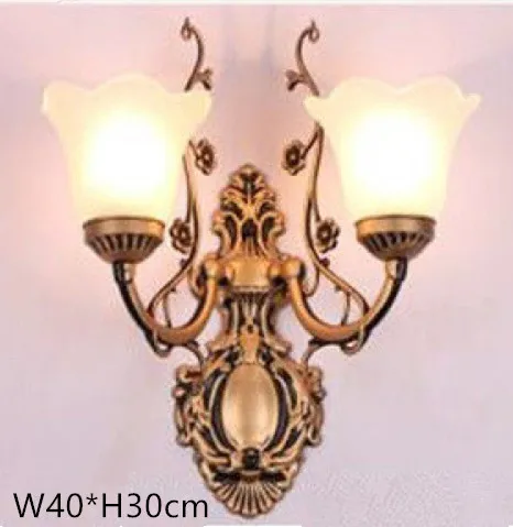 European Retro Wall Lamp Bedroom Bedside Corridor Double Head Bronzing Sconce - Image 10