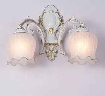 European Retro Wall Lamp Bedroom Bedside Corridor Double Head Bronzing Sconce - Image 15