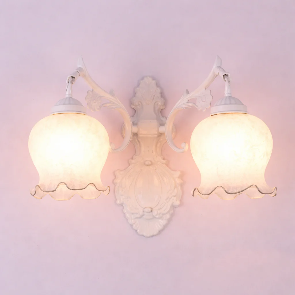 European Retro Wall Lamp Bedroom Bedside Corridor Double Head Bronzing Sconce - Image 18