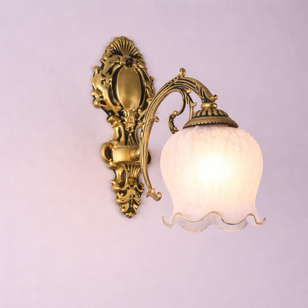 European Retro Wall Lamp Bedroom Bedside Corridor Double Head Bronzing Sconce - Image 21