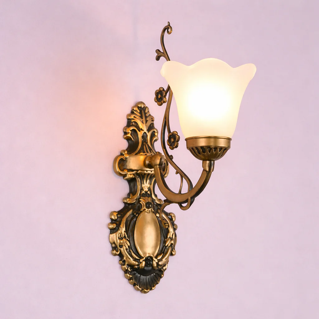 European Retro Wall Lamp Bedroom Bedside Corridor Double Head Bronzing Sconce - Image 23