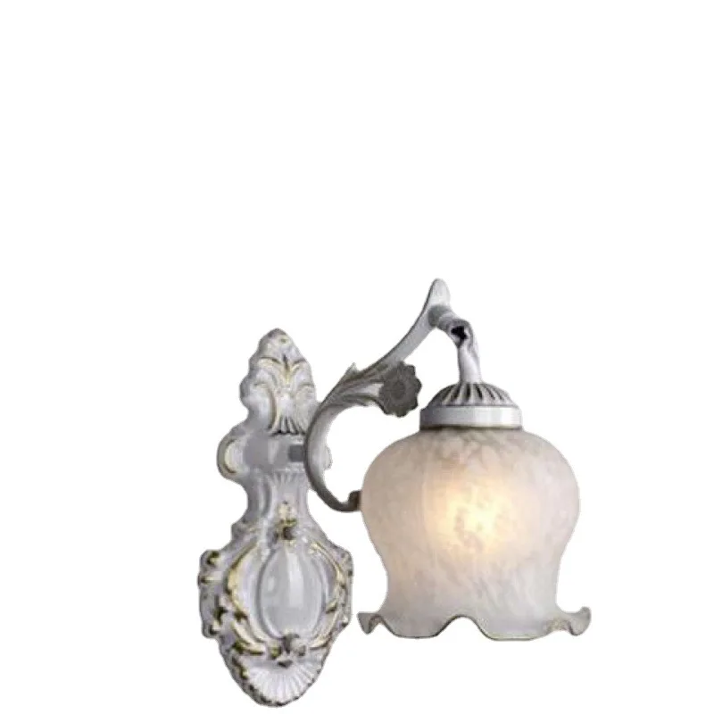 European Retro Wall Lamp Bedroom Bedside Corridor Double Head Bronzing Sconce - Image 5