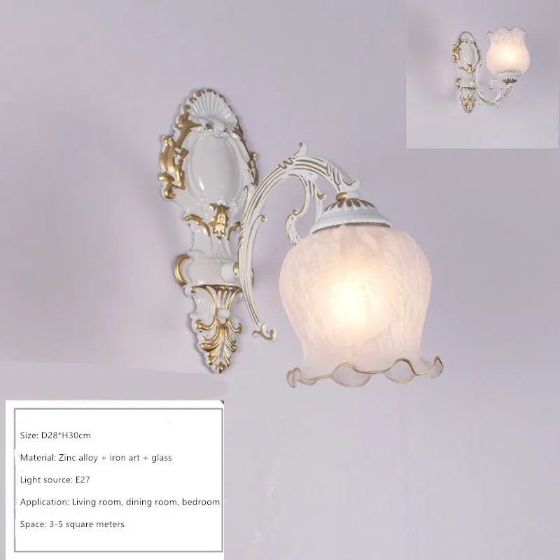 European Retro Wall Lamp Bedroom Bedside Corridor Double Head Bronzing Sconce - Image 7