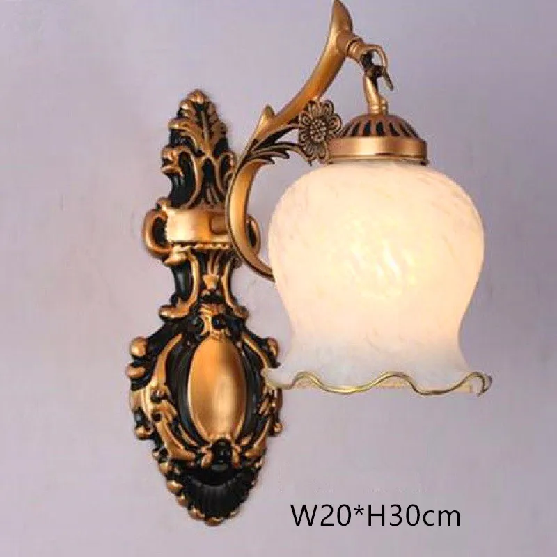 European Retro Wall Lamp Bedroom Bedside Corridor Double Head Bronzing Sconce - Image 9