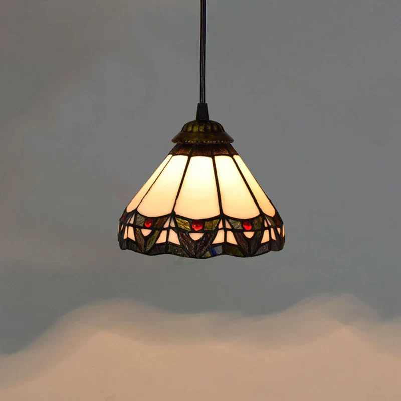 European Stained Glass Pendant Light 20cm Hanging Lamp Dining Bedroom Decor - Image 10