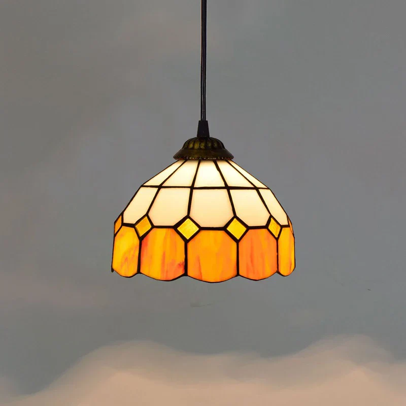 European Stained Glass Pendant Light 20cm Hanging Lamp Dining Bedroom Decor - Image 11