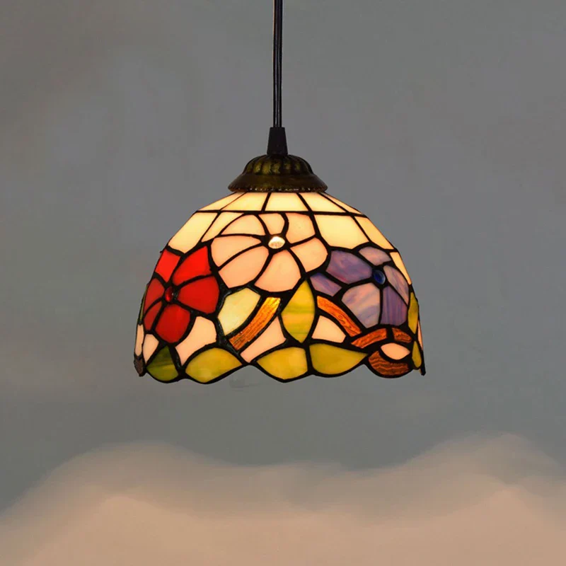 European Stained Glass Pendant Light 20cm Hanging Lamp Dining Bedroom Decor - Image 12