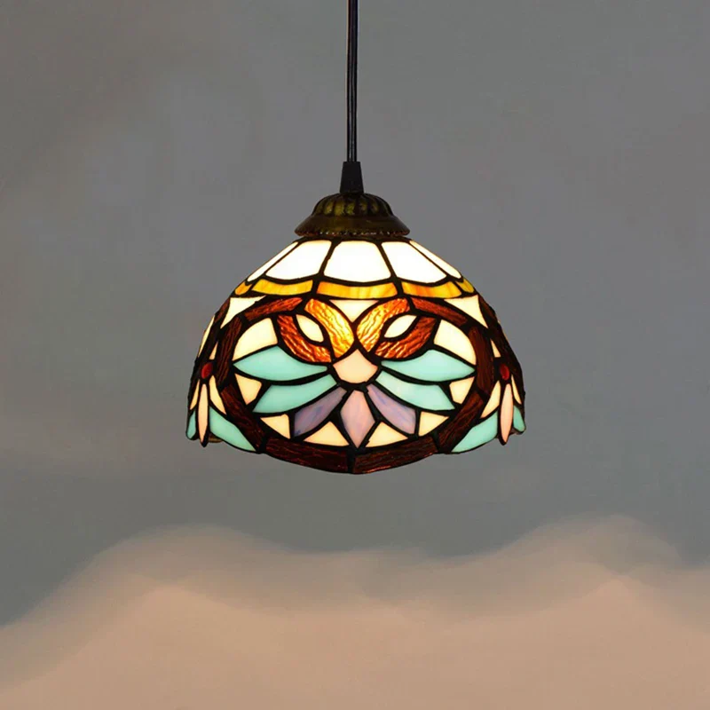European Stained Glass Pendant Light 20cm Hanging Lamp Dining Bedroom Decor - Image 13