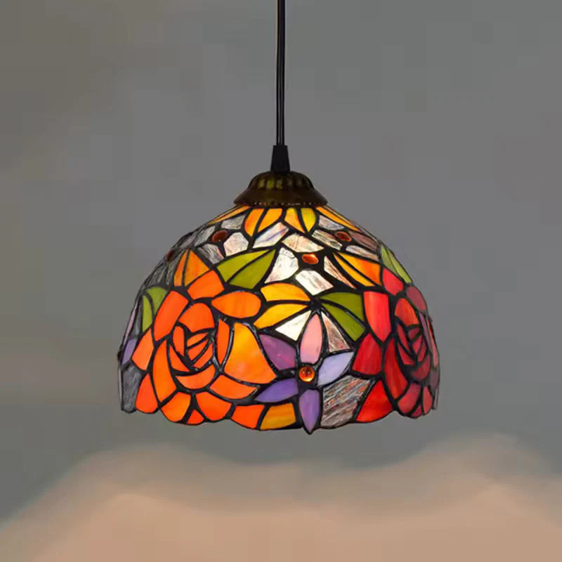 European Stained Glass Pendant Light 20cm Hanging Lamp Dining Bedroom Decor - Image 14
