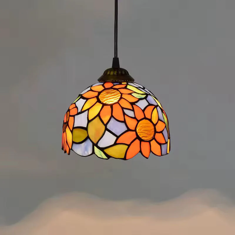 European Stained Glass Pendant Light 20cm Hanging Lamp Dining Bedroom Decor - Image 15