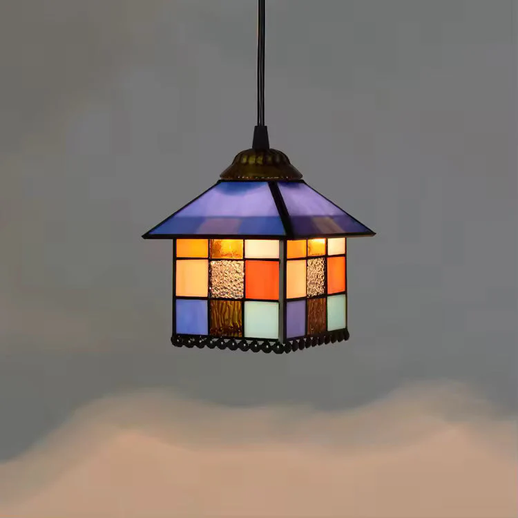 European Stained Glass Pendant Light 20cm Hanging Lamp Dining Bedroom Decor - Image 17