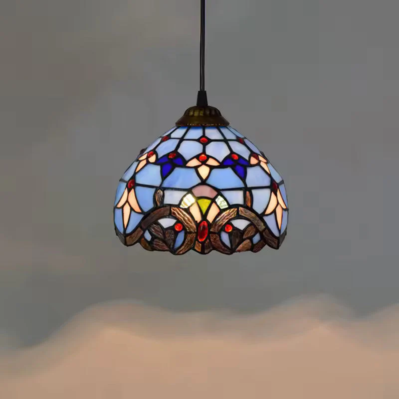 European Stained Glass Pendant Light 20cm Hanging Lamp Dining Bedroom Decor - Image 19