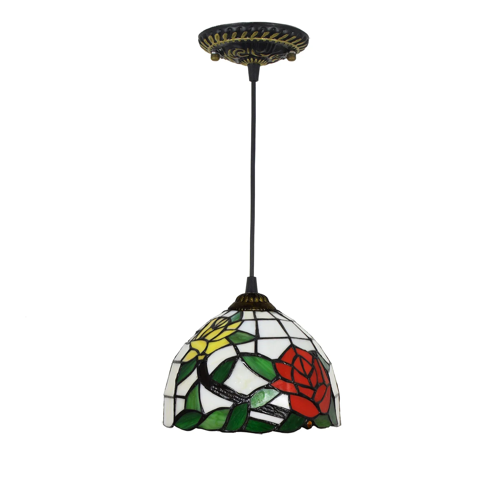 European Stained Glass Pendant Light 20cm Hanging Lamp Dining Bedroom Decor - Image 3