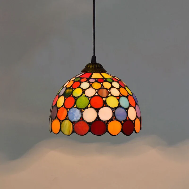European Stained Glass Pendant Light 20cm Hanging Lamp Dining Bedroom Decor - Image 8