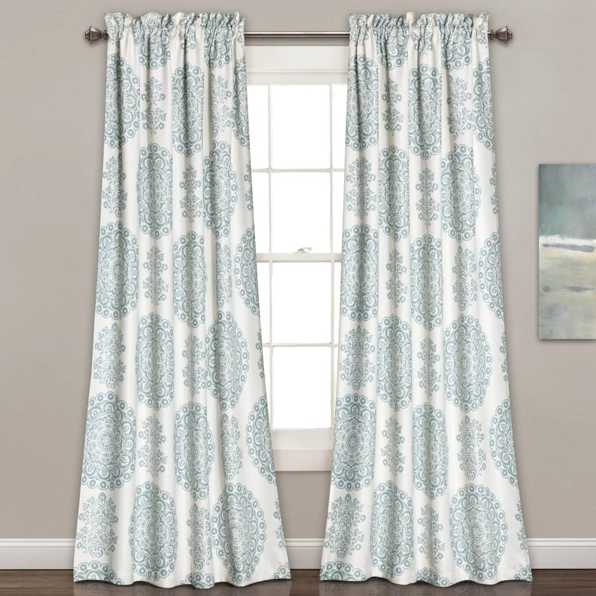 Evelyn Medallion Light Filtering Window Curtain Set