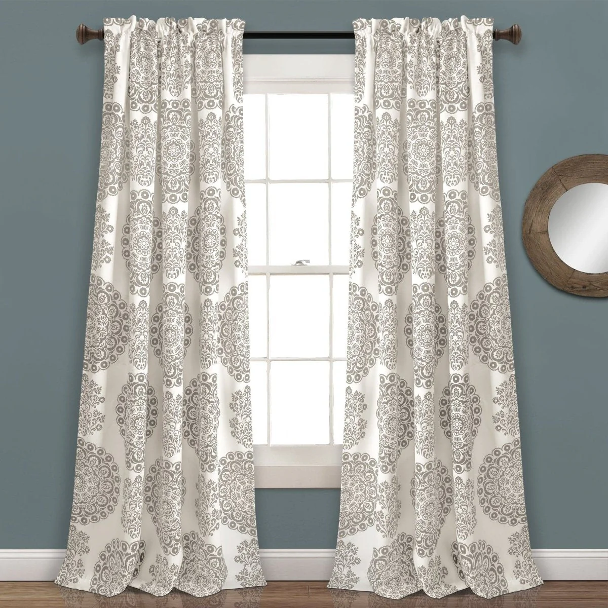 Evelyn Medallion Light Filtering Window Curtain Set - Image 2