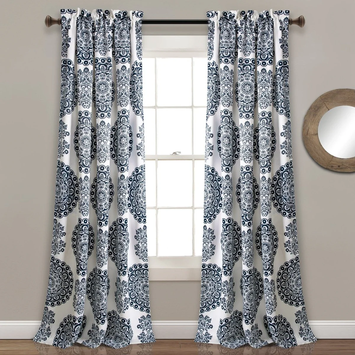 Evelyn Medallion Light Filtering Window Curtain Set - Image 3