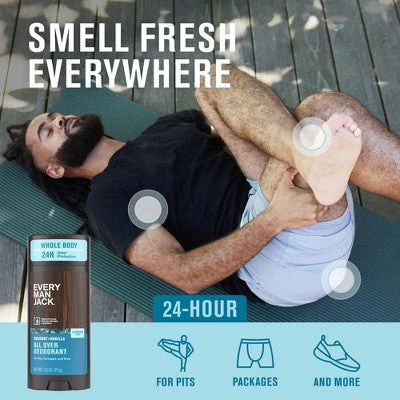 Every Man Jack All Over Solid Deodorant Coconut + Vanilla 2.6oz - Image 5