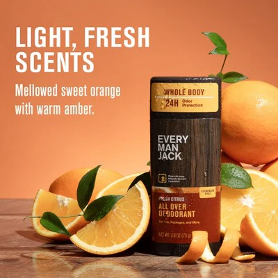 Every Man Jack All Over Solid Deodorant Fresh Citrus 2.6oz - Image 4