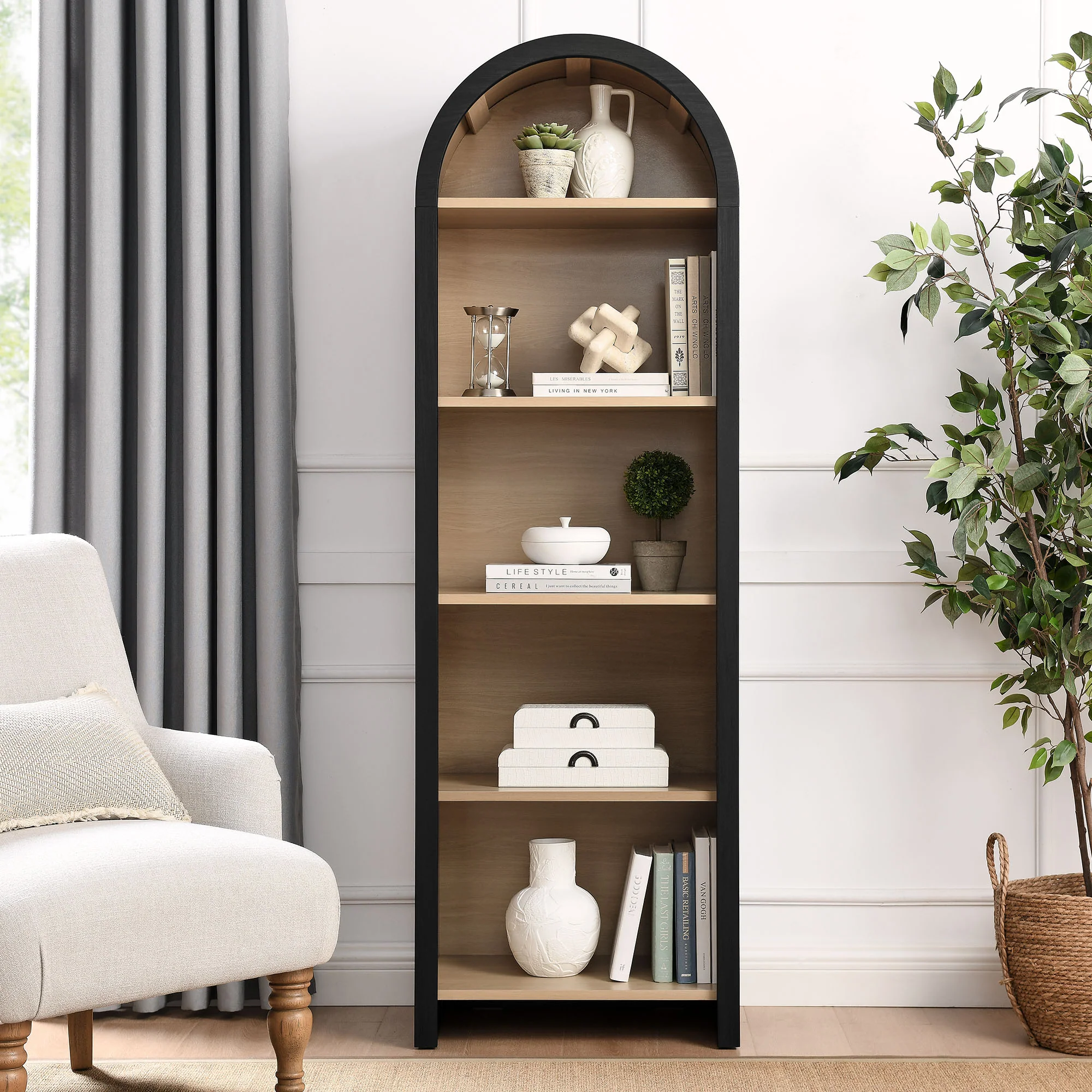 Evie Arched Narrow Bookcase Display Cabinet by Modway - Image 7