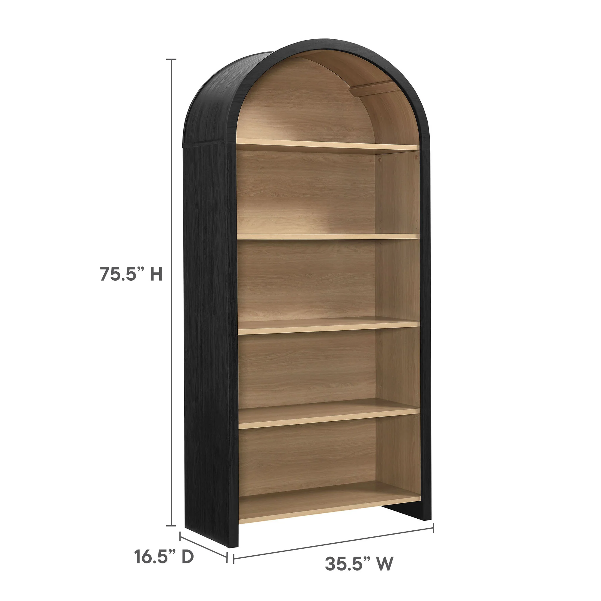 Evie Arched Wide Bookcase Display Cabinet by Modway - Image 3