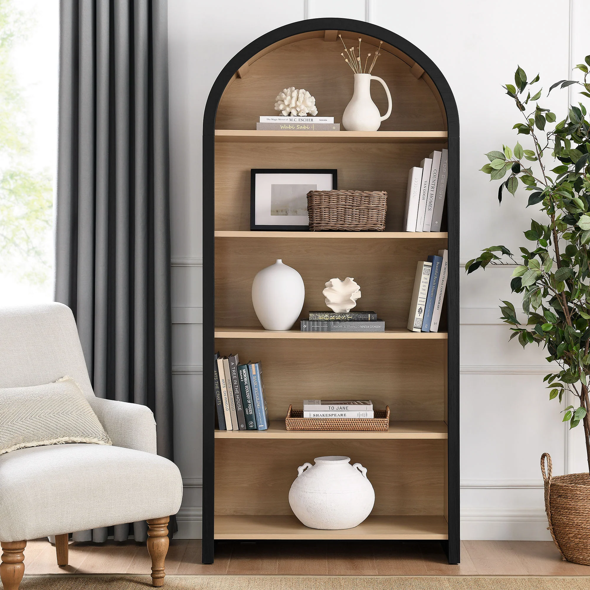 Evie Arched Wide Bookcase Display Cabinet by Modway - Image 7