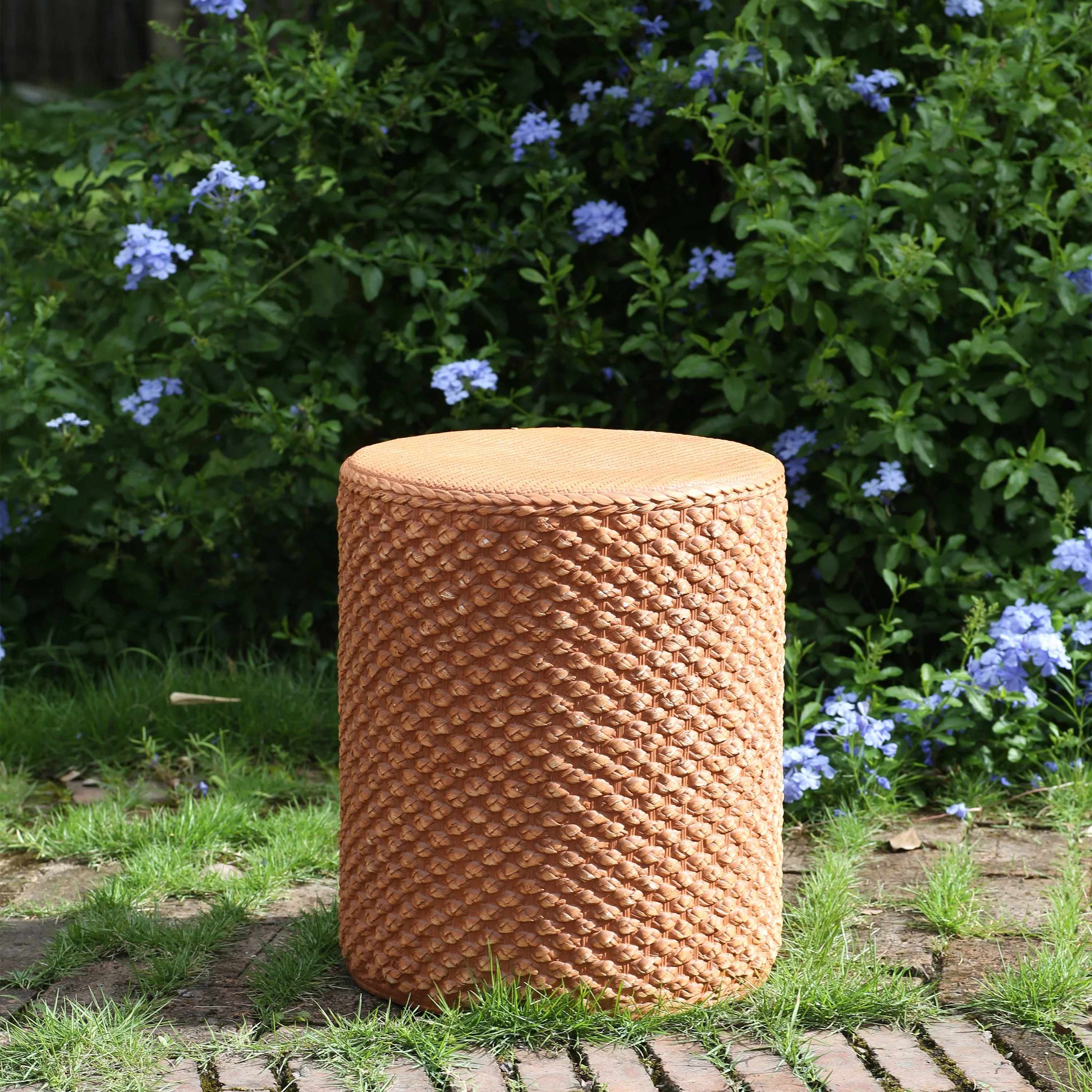 Evie Outdoor Patio Round MGO Side Table Brown - Image 2