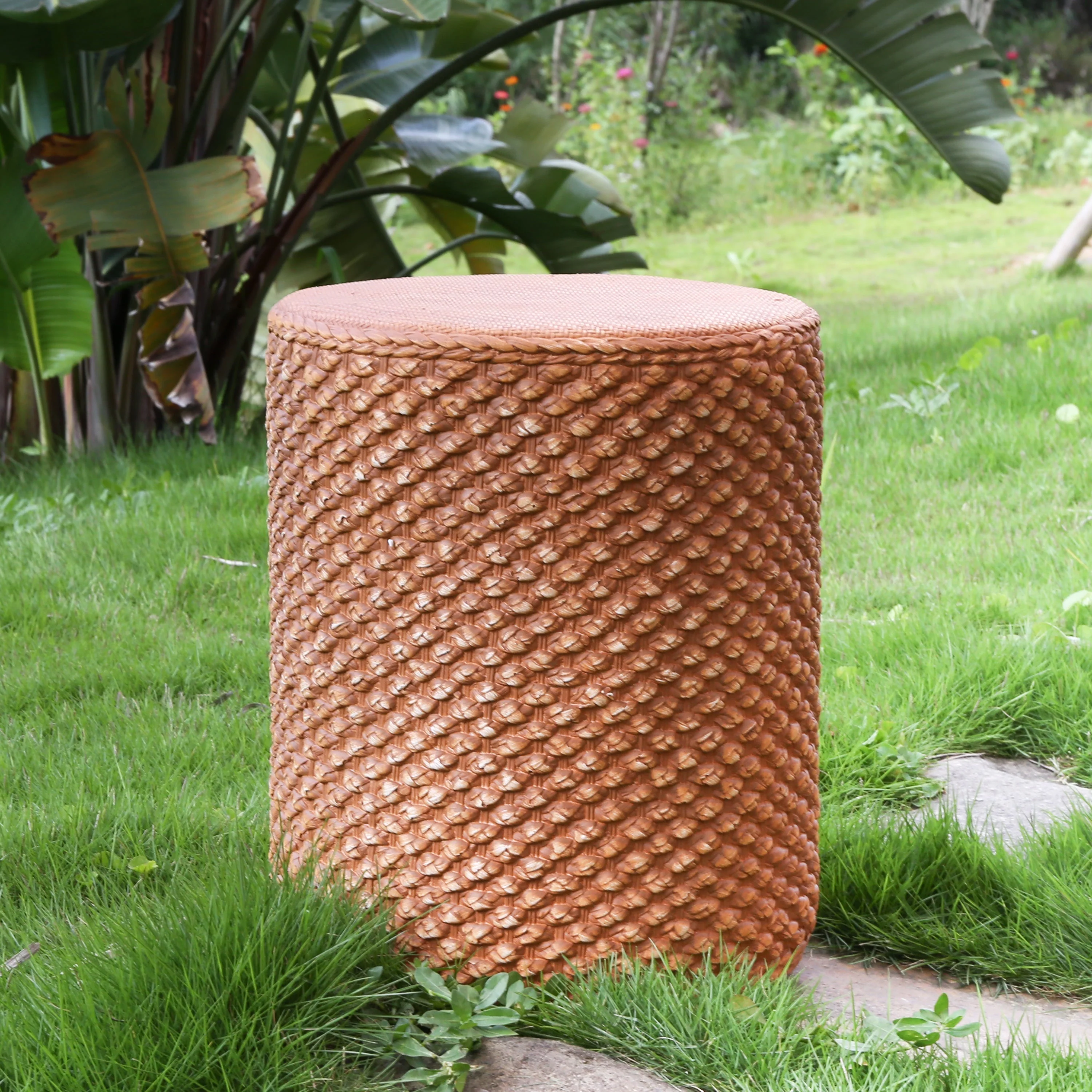 Evie Outdoor Patio Round MGO Side Table Brown - Image 3