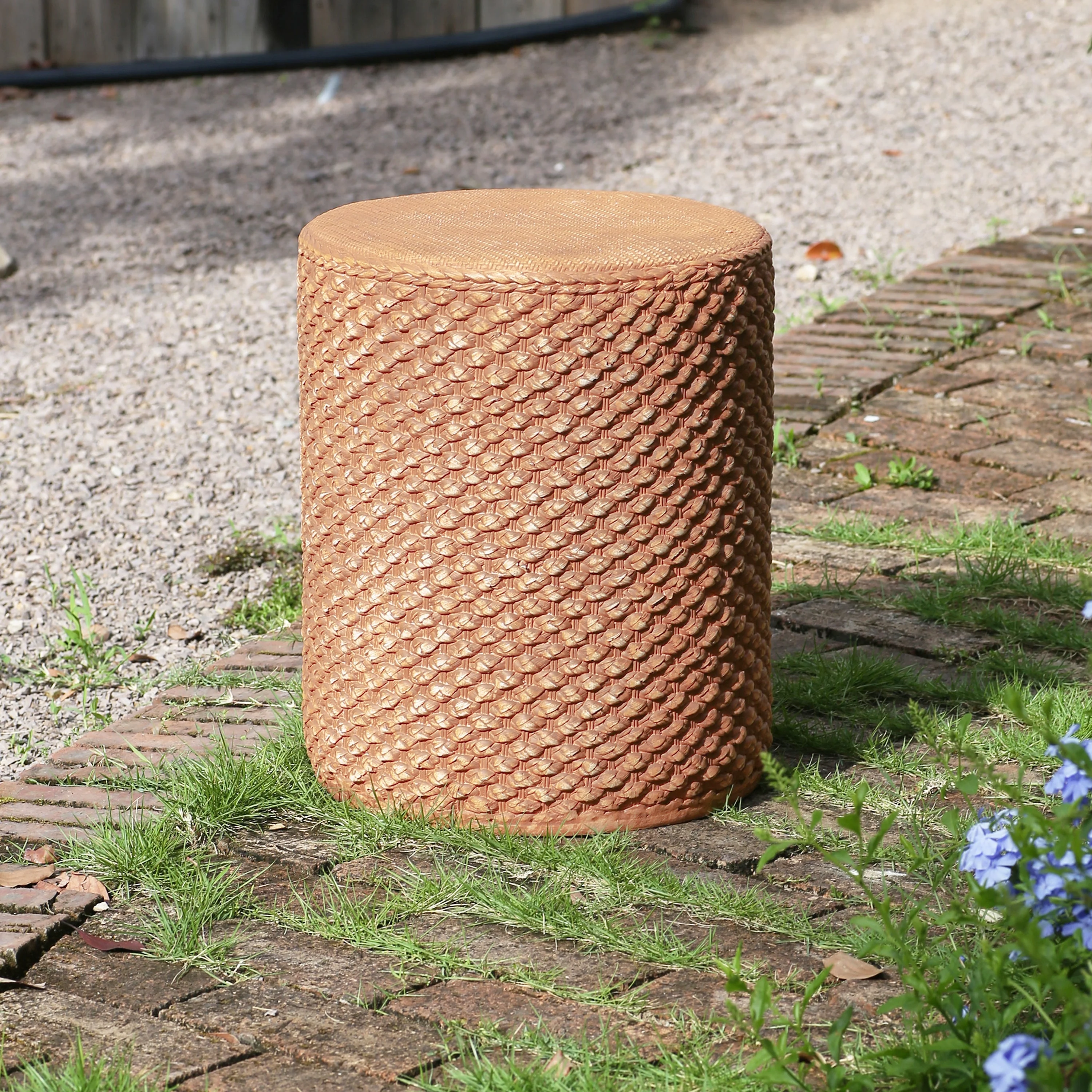 Evie Outdoor Patio Round MGO Side Table Brown - Image 4