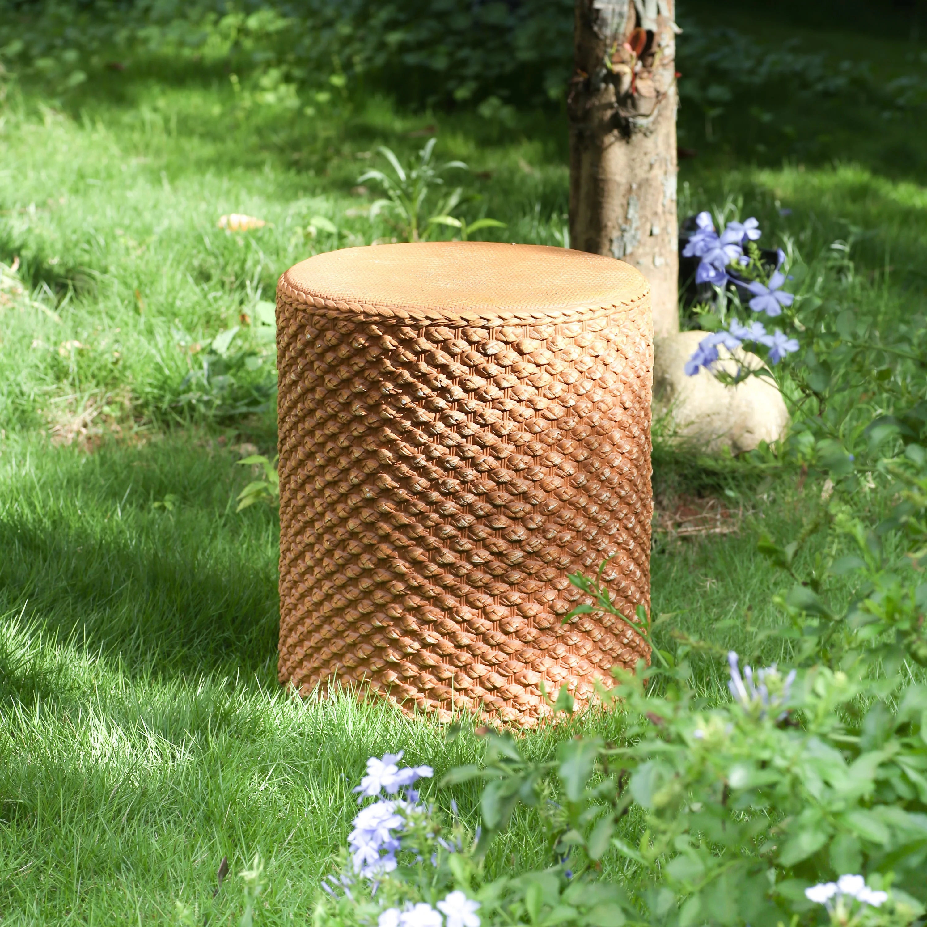 Evie Outdoor Patio Round MGO Side Table Brown - Image 5