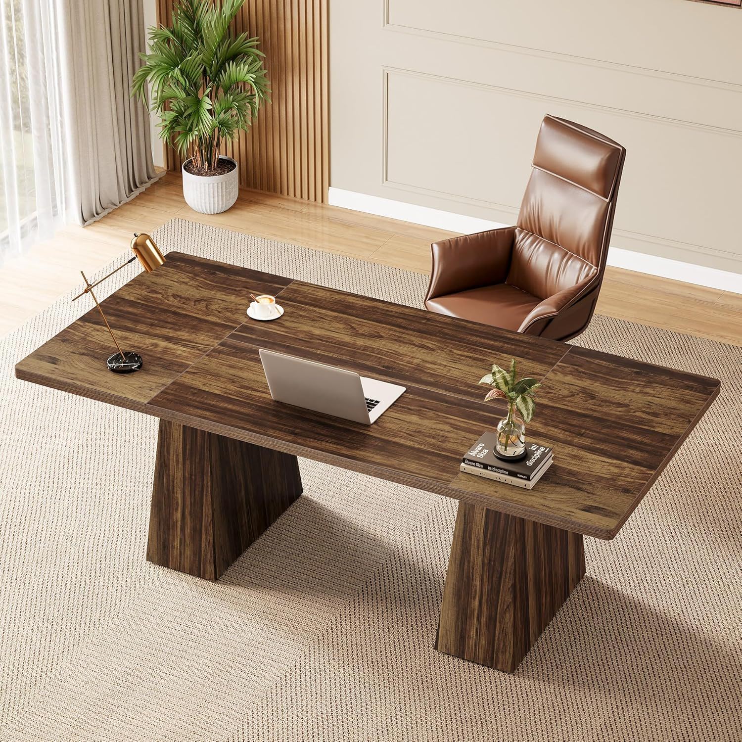 Executive Desk, Workstation With Double Trapezoid Base - Image 8