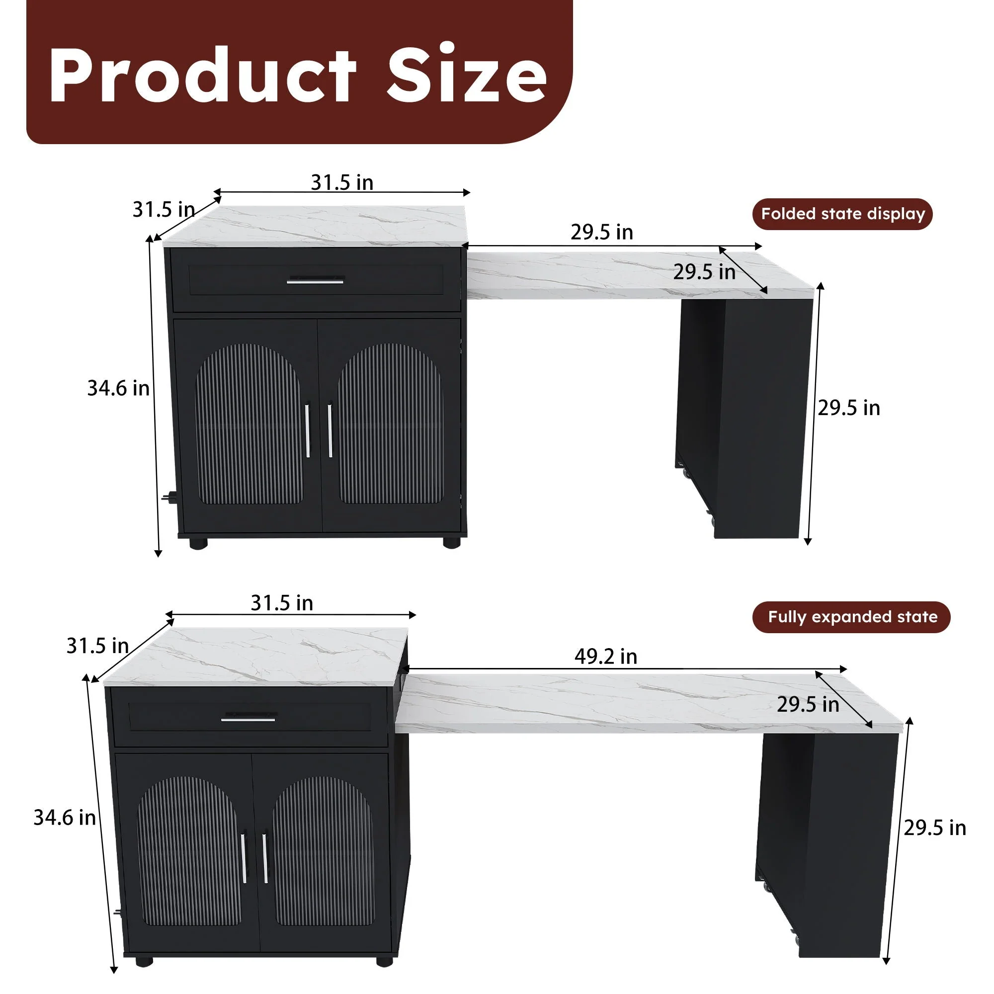 Expandable Kitchen Island With Power Outlet - Image 5