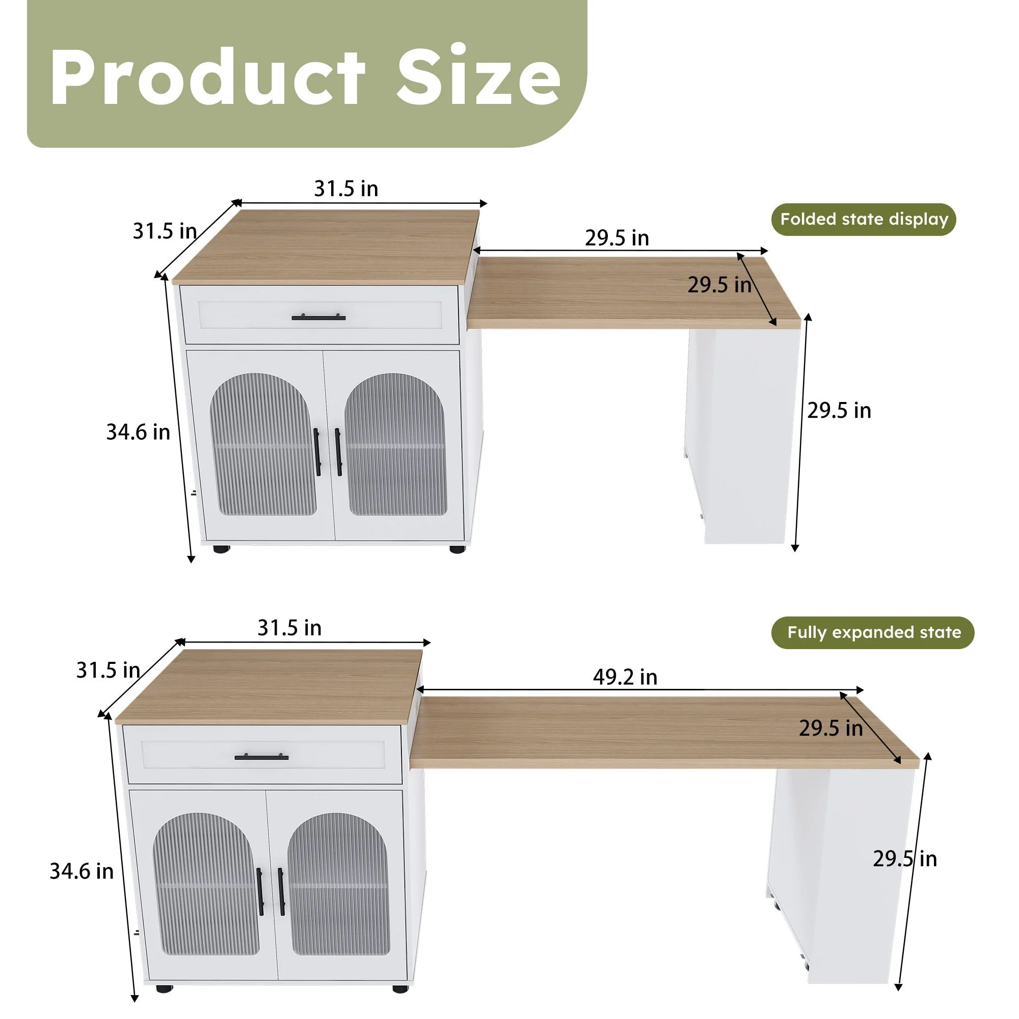 Expandable Kitchen Island With Power Outlet - Image 7