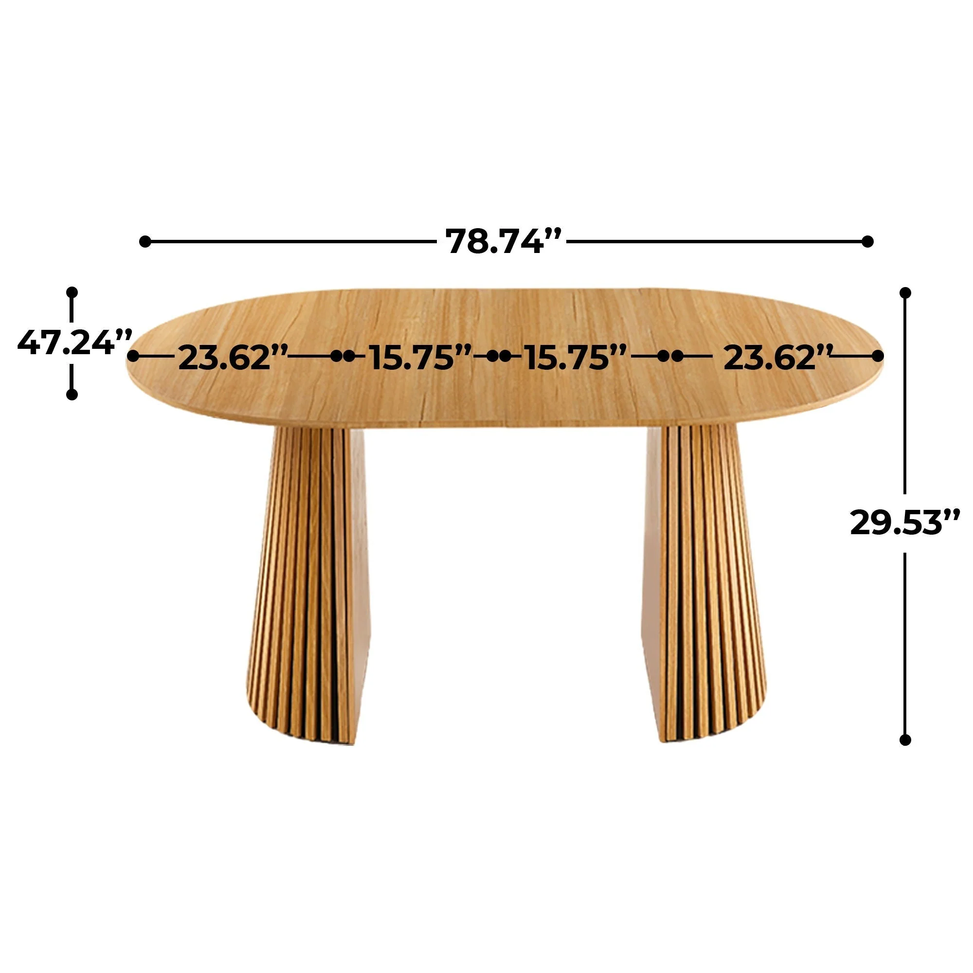 Extendable Pedestal Multifunctional Dining Table - Oak - Image 2