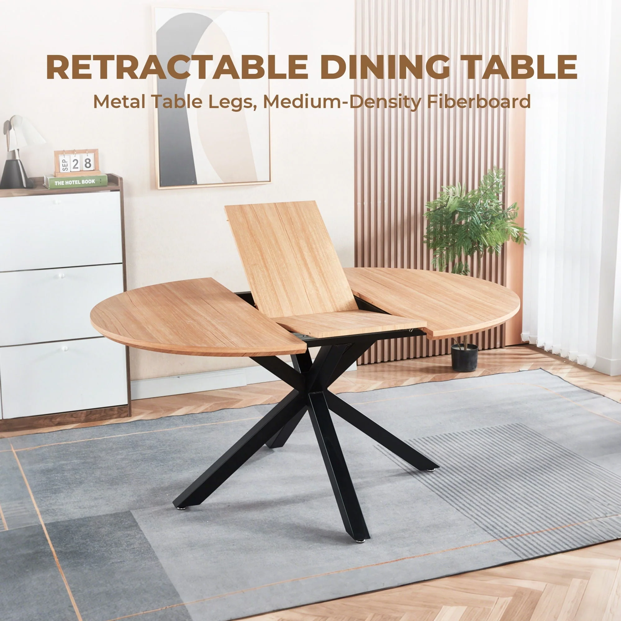 Extendable Round Dining Table - Oak - Image 3