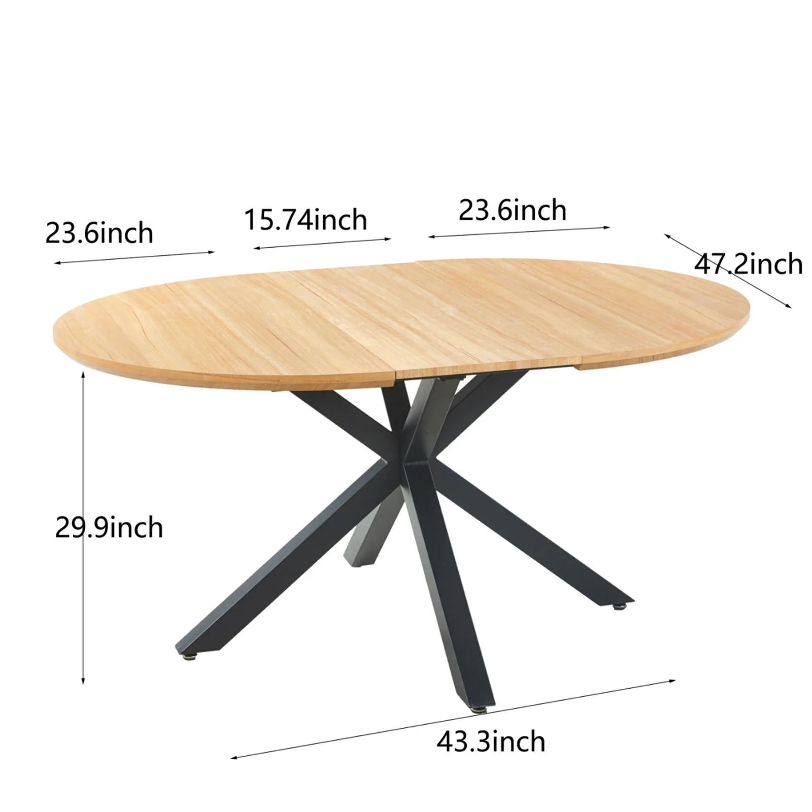 Extendable Round Dining Table - Oak - Image 4