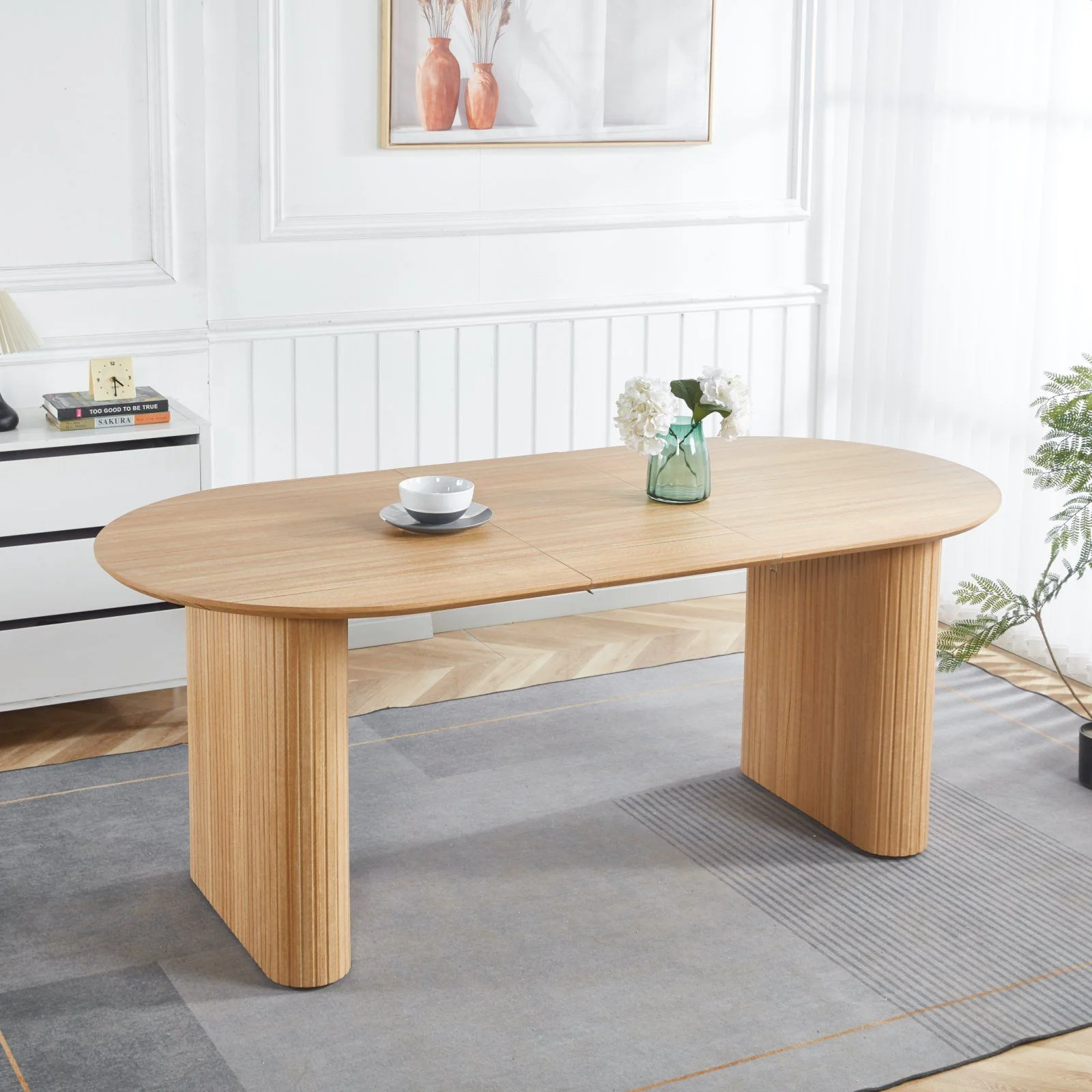 Extensible Dining Table, Suitable For 4 - 6 People - Oak - Image 4