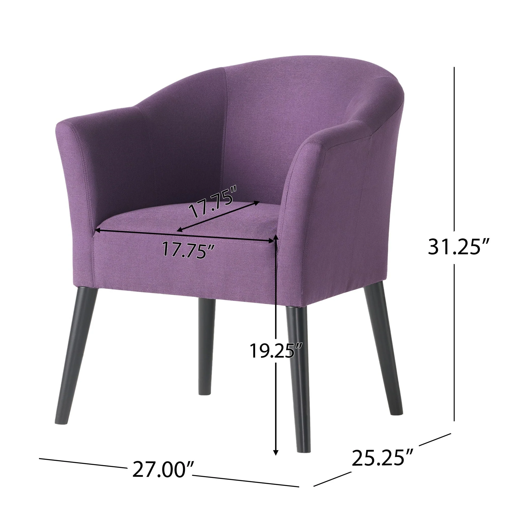 Fabric Arm Chair With Wooden Legs And Cushioned Seat - Plum - Image 2