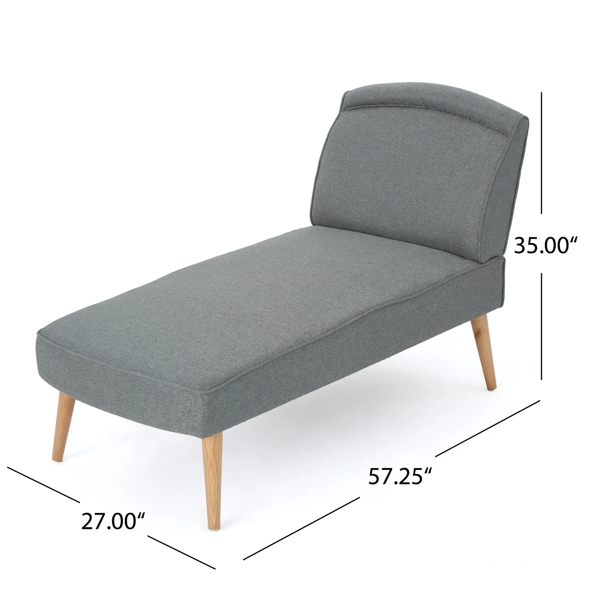 Fabric Chaise Lounge With Rubberwood Frame - Slate - Image 2